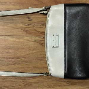 KATE SPADE Jeanne Leather Crossbody Bag Colorblock Messenger Purse Black & Beige